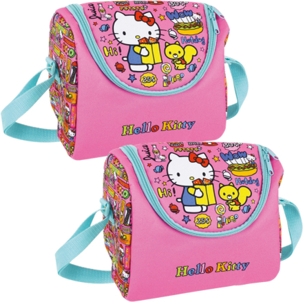 Set van 2x stuks kleine koeltassen voor lunch roze met Hello Kitty print 22 x 18 x 13 cm 5 liter