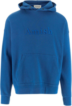 Sweatshirt laget av bomullstrøye fast hette logo detalj på frontposen lomme ribbet kanter koboltblå laget i Italia komposisjon: 100% bomull