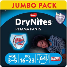 Huggies DryNites pyjamasbukser til engangsbrug til drenge i Marvel Design 3-5 år jumbopakke 4 x 16