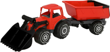 Plasto Traktor med frontlastare och släp 56 cm (Röd)