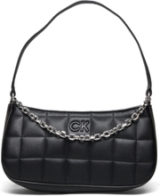 Square Quilt Chain Elongated Bag Bags Top Handle Bags Black Calvin Klein