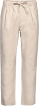 "Fig Loose Linen Look Pants - Gots/V Bottoms Trousers Casual Beige Knowledge Cotton Apparel"