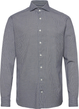 Soft Houndstooth Cotton-Tencel Shirt Tops Shirts Casual Blue Eton