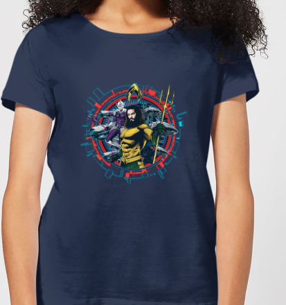 Aquaman Circular Portrait Women's T-Shirt - Navy - XXL