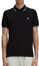 Fred Perry - Twin Tipped Polo Shirt - Zwart/ Cyberblauw/ Oranje