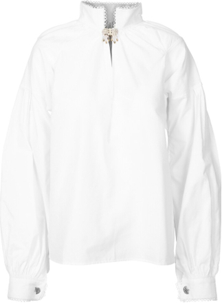 Hvit strykefri bunadskjorte med nuppereller