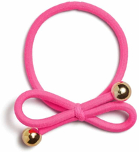 Ia Bon Hair Tie With Gold Bead Neon Pink