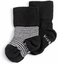 KipKep Stay-On sokker 2-pak Black -n- White Striped