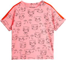 Cathlethes Aop Ss Tee Tops T-Kortærmet Skjorte Pink Mini Rodini