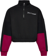 Boxy Crop Quarter Zip Funnel Tops Sweatshirts & Hoodies Sweatshirts Black Juicy Couture