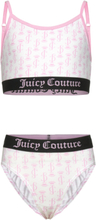 Juicy Aop Bralette And Bikini Brief Set Hanging Bikini Pink Juicy Couture