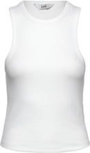 Ribbed Tank Tops T-shirts & Tops Sleeveless White Lee Jeans