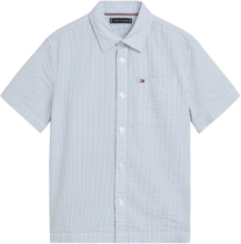 Seersucker Stripes Shirt S/S Tops Shirts Short-sleeved Shirts Blue Tommy Hilfiger