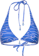 Set Sail Long Line Halter Bra Swimwear Bikinis Bikini Tops Triangle Bikinitops Blue Seafolly