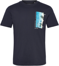 Printed Rounded Hem T-Shirt Tops T-Kortærmet Skjorte Blue Tom Tailor