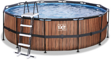 EXIT Wood Pool ø450x122cm med filterpumpe, brun