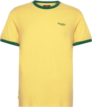 Essential Logo Ringer Tee Tops T-Kortærmet Skjorte Yellow Superdry