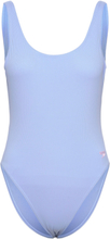 Womens Textured Deep U-Back Sport Swimsuits Blue Speedo