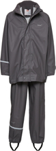 Basic Rainwear Set -Solid Pu Outerwear Rainwear Rainwear Sets Grå CeLaVi*Betinget Tilbud