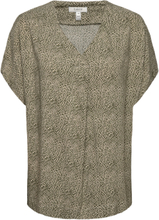 "Byjosa Loose Vneck Blouse - Tops Blouses Short-sleeved Brown B.young"