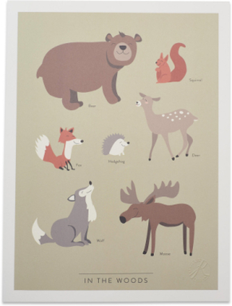 In The Woods - På Engelska Home Kids Decor Posters & Frames Posters Animal Posters Multi/mønstret Kunskapstavlan®*Betinget Tilbud