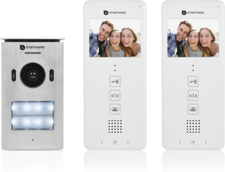 Smartwares Porttelefon med video för 2 lägenheter 20,5x8,6x2,1 cm vit
