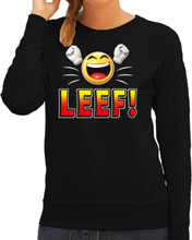 Funny emoticon sweater LEEF zwart dames