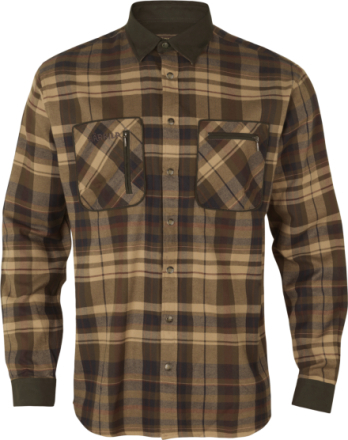 Härkila Men's Pajala Shirt Beige w/brown Långärmade skjortor M