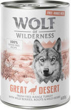 Wolf of Wilderness "Freiland-Fleisch" 6 x 400 g - Great Desert - Freiland-Pute