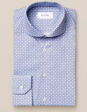 Eton Slim fit Blå poplinskjorta med blocktryck