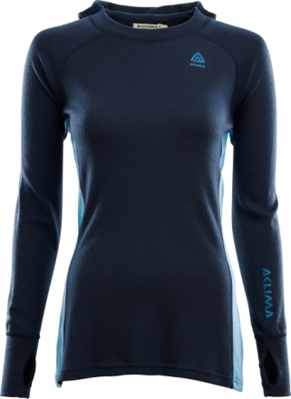 Aclima Women's WarmWool Hood Sweater Navy Blazer / Azure Blue / Blue Sapphire Undertøy overdel XS