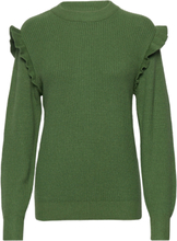 Objmalena L/S Ruffle Pullover Pullover Grønn Object*Betinget Tilbud