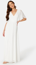 Bubbleroom Occasion Butterfly Sleeve Chiffon Gown White 36