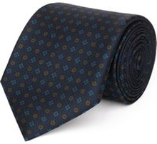 Cravatta su misura, Lanieri, Blu Floreale tono su tono twill di Seta, Quattro Stagioni | Lanieri