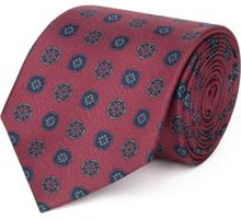 Cravatta su misura, Lanieri, Rossa floreale Blu in twill di Seta, Quattro Stagioni | Lanieri