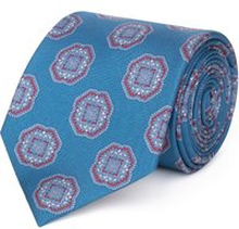 Cravatta su misura, Lanieri, Rosso Floreale Azzurro in twill di Seta, Quattro Stagioni | Lanieri