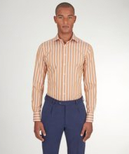 Camicia da uomo su misura, Testa, Arancio e Bianca a Righe in Popeline di Cotone, Quattro Stagioni | Lanieri