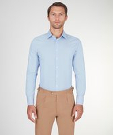 Camicia da uomo su misura, Alfatex, Blu in Microriga Pin Point di Cotone, Quattro Stagioni | Lanieri