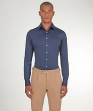 Camicia da uomo su misura, Reda Active, Blu in Jersey di Lana, Quattro Stagioni | Lanieri