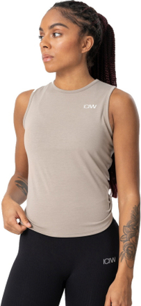 ICANIWILL Women's Empowering Open Back Tank Greige Kortermede treningstrøyer XL