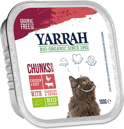 Yarrah Bio Chunks 6 x 100 g - Bio Huhn & Bio Truthahn mit Bio Aloe Vera
