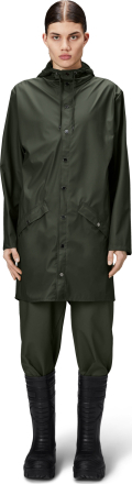 Rains Unisex Long Jacket Green Regnjackor XL