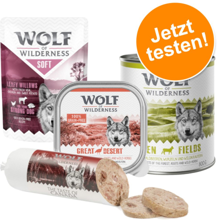 Mix-Pakete Wolf of Wilderness Adult - 6 x 300 g Pouch: Lamm, Rind, Kaninchen, Kalb