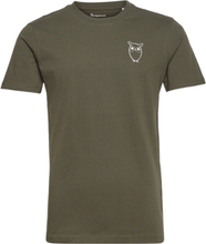 Owl Chest Tee - Gots/Vegan T-shirts Short-sleeved Grønn Knowledge Cotton Apparel*Betinget Tilbud