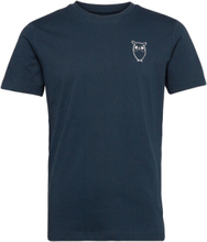 Owl Chest Tee - Gots/Vegan T-shirts Short-sleeved Marineblå Knowledge Cotton Apparel*Betinget Tilbud