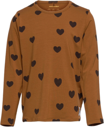 Basic Hearts Ls Tee Tencel™ T-shirts Long-sleeved T-shirts Brun Mini Rodini*Betinget Tilbud