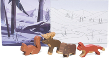 Rubberwood Animals, Nordic Forest Toys Playsets & Action Figures Wooden Figures Multi/mønstret HEVEA*Betinget Tilbud