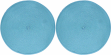 2x Ronde placemats turquoise geweven 38 cm