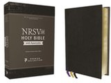 NRSVue, Holy Bible with Apocrypha, Premium Goatskin Leather, Black, Premier Collection, Art Gilded Edges, Comfort Print