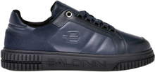 Low-top trainers in blue leather and split leather